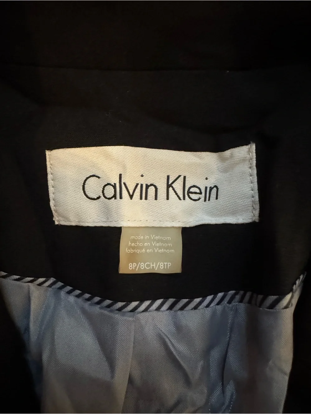 Calvin Klein Black Blazer with Light Gray Lining